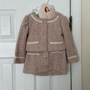 Elegant Kids Tweed Jacket and Skirt Set